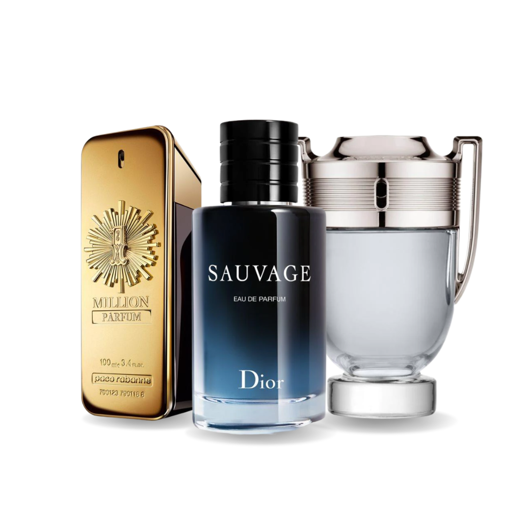 Combo de 3 perfumes Paco Rabanne ONE MILLION, Dior SAUVAGE e Paco Rabanne INVICTUS 100ml